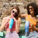 2 x 40 oz Tumbler with Handle and Straw Lid, Reusable Leak-Proof Insulated Tumblers, Stainless Steel Coffee Tumbler Cups Pink, Travel Mug for Home Office, Keep Cold 34Hrs, Cup Holder Friendly(Gala Shine)