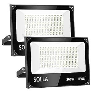 SOLLA 2 Pack 200W Led Flood Light, 20000lm 3000K Warm White Exterior Flood Lighting, Outdoor Indoor Flood Light Fixture Landscape Security Floodlight Spotlight for Yard, Garden, Garage, Rooftop