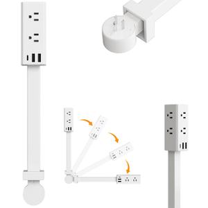 Electrical Outlet Extender Stick, 360 Rotating Outlet Extender, Power Strip with 6 Outlets & 3 USB Ports, Use Behind Couches,Nightstands,Desks,More