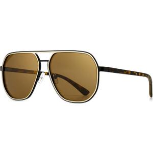 SUNGAIT Polygon Aviator Sunglasses for Men Polarized Trendy Square Sun Glasses Retro Pilot Shades UV Protection (2026 Amber Frame/Gold Rim/Brown Lens)