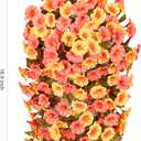 HyeFlora Artificial Fake Fall Hanging Flowers Plants for Outdoor Decor, 2PCS Faux Silk Fall Morning Glory Trailing Vines UV Resistant Look Real for Autumn Home Planter Porch Patio (Orange+Yellow)