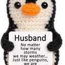 Mini Birthday Gifts for Husband Men Handmade Positive Crochet Penguin