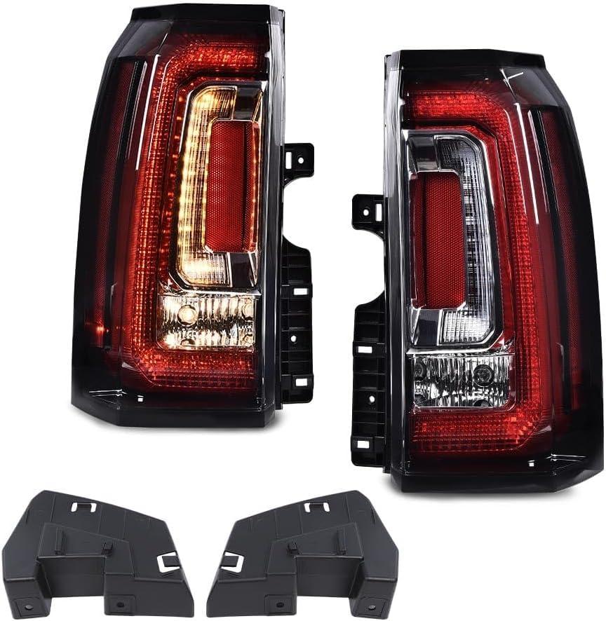 PIT66 LED Tail Lights Compatible with 2015-2020 GMC Yukon/Yukon XL (submodel: Denali, SLE, SLT) Driver and Passenger Side Rear Light Lamp Assembly (Clear)