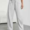 Trendy Queen Barrel Sweatpants Womens Wide Leg Pants Baggy Palazzo Lounge Comfy Flowy Pants Teen Girls Fall Clothes Outfits (Gray, M)
