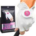 Caddy Classic Ladies Golf Glove Women | Half Finger Mesh Design for High Breathability | Premium Leather Uction for Comfortable Fit | Includes Stylish Ball Marker, Small
