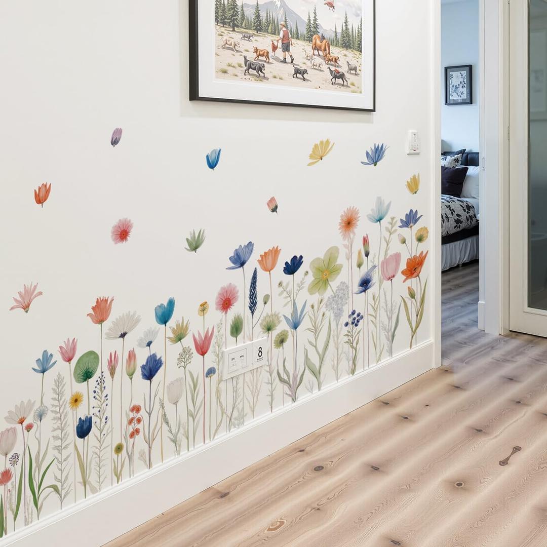 Light Color Flower Wall Stickers Removable Decorative Window Stickers Suitable for Painting Cabinet Corridors - Plant Flower Decoration