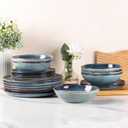 AmorArc Ceramic Dinnerware Sets,Handmade Reactive Glaze Stoneware Plates and Bowls Sets,Highly Scratch Resistant | Dishwasher & Microwave Safe Dishes Set,Service for 4 (12pc)