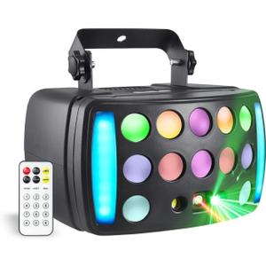 DJ Lights Party Light, Stage Disco Light 4 in 1 RGBW Derby Beam, Led Strobe, Remote & DMX Control Perfect for Wedding Bar Club Disco Party Festival Stage & DJ Lighting, Black