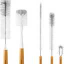SUBEKYU Bottle Brush, Baby Bottle Brush with Nipple and Straw Cleaner Set, Gray+ White (Gray+ White 5P)