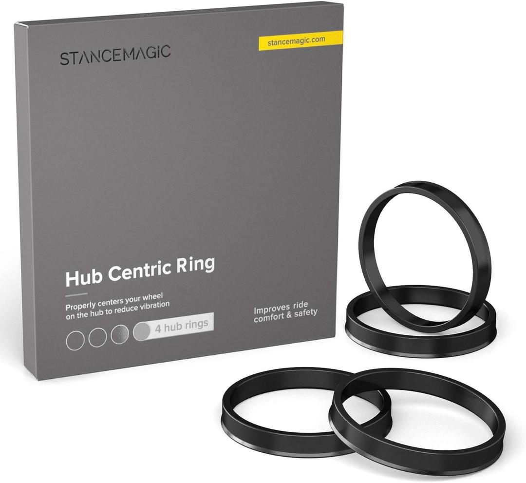 Hubcentric Rings (Pack of 4) - 95.1mm ID to 106.1mm OD - Black Poly Carbon Plastic Hubrings Hub - Only Works on 95.1mm Vehicle Hubs and 106.1mm Wheel Centerbore