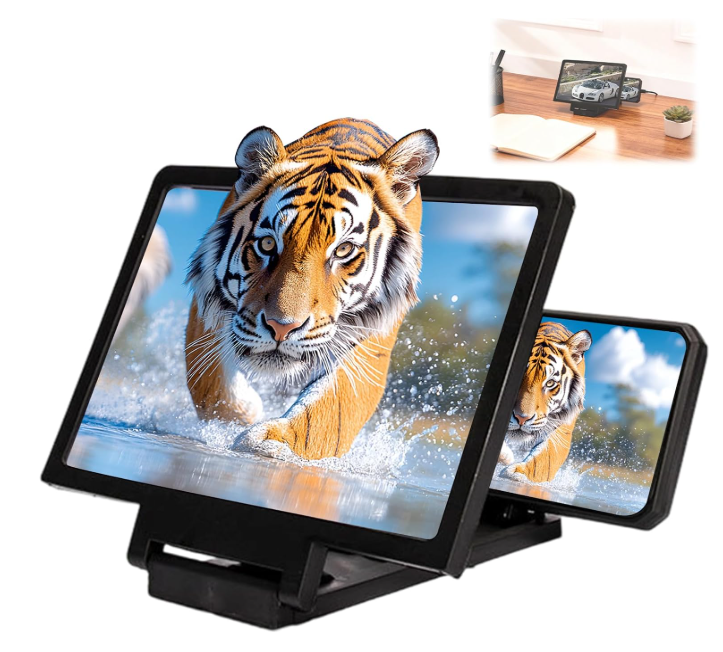 Big Screen Phone Magnifier,Screen Magnifier for Cell Phone,Upgraded 3D HD Foldable Design Screen Magnifier Version for Movies,Videos and Gaming,Universal Compatible with All Smartphones (Black)