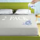 2 Pack Mattress Protector Queen Size 100% Waterproof Fitted Mattress Cover, Breathable Noiseless & Machine Washable Bed Cover Deep Pocket from 5" to 21", Bed Protector for Pets Kids Adults Light Grey
