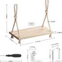 2 Pack Fabric Wall Cubicle Shelf, 11.8" Wooden Hanging Cubicle Shelf Organizer with Hooks, Dual Mounting Options, Cotton Rope Storage Shelf, No-Drill Boho Style for Office Cubicles & Desk Decor