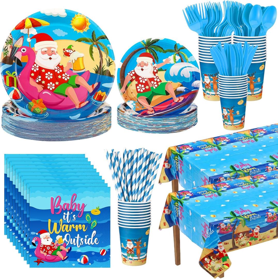 Vesici 452 Pcs Summer Christmas Tropical Hawaiian Party Decorations for 50