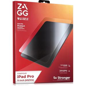 ZAGG Glass Elite Screen Protector for iPad Pro 11 Inch M5/M4 (2025/2024)  5X Stronger Tempered Glass, Anti-Scratch, Smudge-Resistant, Case-Friendly, Easy Application, HD Clarity