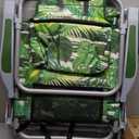 Backpack Beach Chair 330lbs, 5-Position Lay Flat with Cooler Bag | Palm leaves tropical design, heavy duty reclining sand chair for beach, poolside & outdoor vacation, padded headrest, Oversized