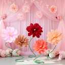 5 Sets 19.7" 15.7" Giant Flowers with 5 ft Pipe Stem for Decoration Large Paper Flowers 3D Artificial Floral Decor Standing for Wedding Birthday Photo Wall (Vintage Color,Wildflower)