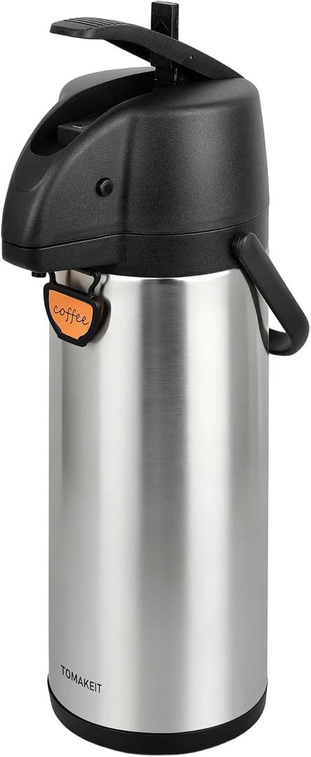 TOMAKEIT Airpot Coffee Dispenser Thermal with Pump,3L/102 Oz Insulated Stainless Steel Large Airpot Coffee Carafe Lever Action for Hot/Cold Water,Thermal Carafe for Hot Cocoa for Parties (101.4 Ounces)