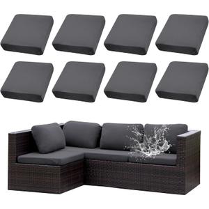 Outdoor Cushion Covers Set,8PCS Patio Furniture Couch Seat Slipcovers, Replacement for Sofa Sectional Chair(CoverOnly) (Grey)