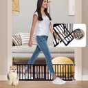 YZHDUXIU 10" Height Short Dog Gate Adjustable18-48 Extra Wide Dog Gate with Small Cat Door,Pet Gate with 4 Extension Kits Pressure Mounted for Doorways & Stairs (Black, 10" Height)