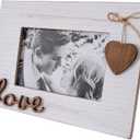 4x6 Love Picture Frame Horizontal White with Heart for Table Top and Wall Mounting-Distressed Wooden Photo Frame HD Glass Inside (white)