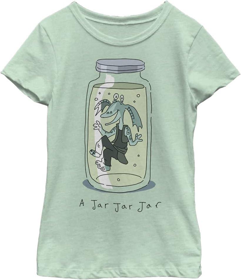 STAR WARS Jar Girls Short Sleeve Tee Shirt (Green, M)