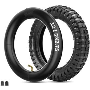 RUTU 12.5x2.75 Inner Tube & Bike Tire Set - Compatible with Scooter, Kids Dirt Bikes, 12 1/2 x2 3/4 - Heavy Duty Scooter Tire Tube for Mini Pocket Bikes TR87 valve stem Air Valve with Dust Caps