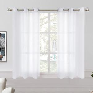 BGment Natural Linen Look Semi Sheer Curtains for Bedroom, Grommet Light Filtering Casual Textured Privacy Opaque Sheer Curtains for Living Room, 2 Panels (Each 38 x 54 Inch, White)