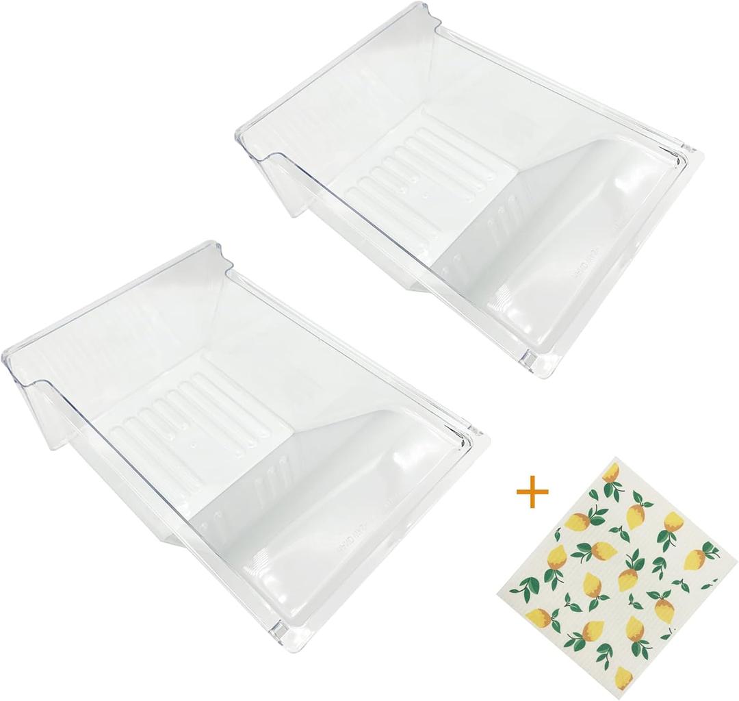 2 Pack UPGRADED 240337103 Crisper Pan Compatible with 240337102 240337105 240337107 240337108 240337109 Refrigerator Pan Shelf Replacement 2PCS for Frigidaire Refrigerator Parts