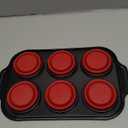 Silicone Muffin Pan for Baking with Metal Reinforced Frame - 6 Cups Regular Size Cupcake Pan Muffin Tins Egg Bite Molds - Nonstick, Easy to Pop, Bakeware for Oven, BPA Free (6-Cups Red)