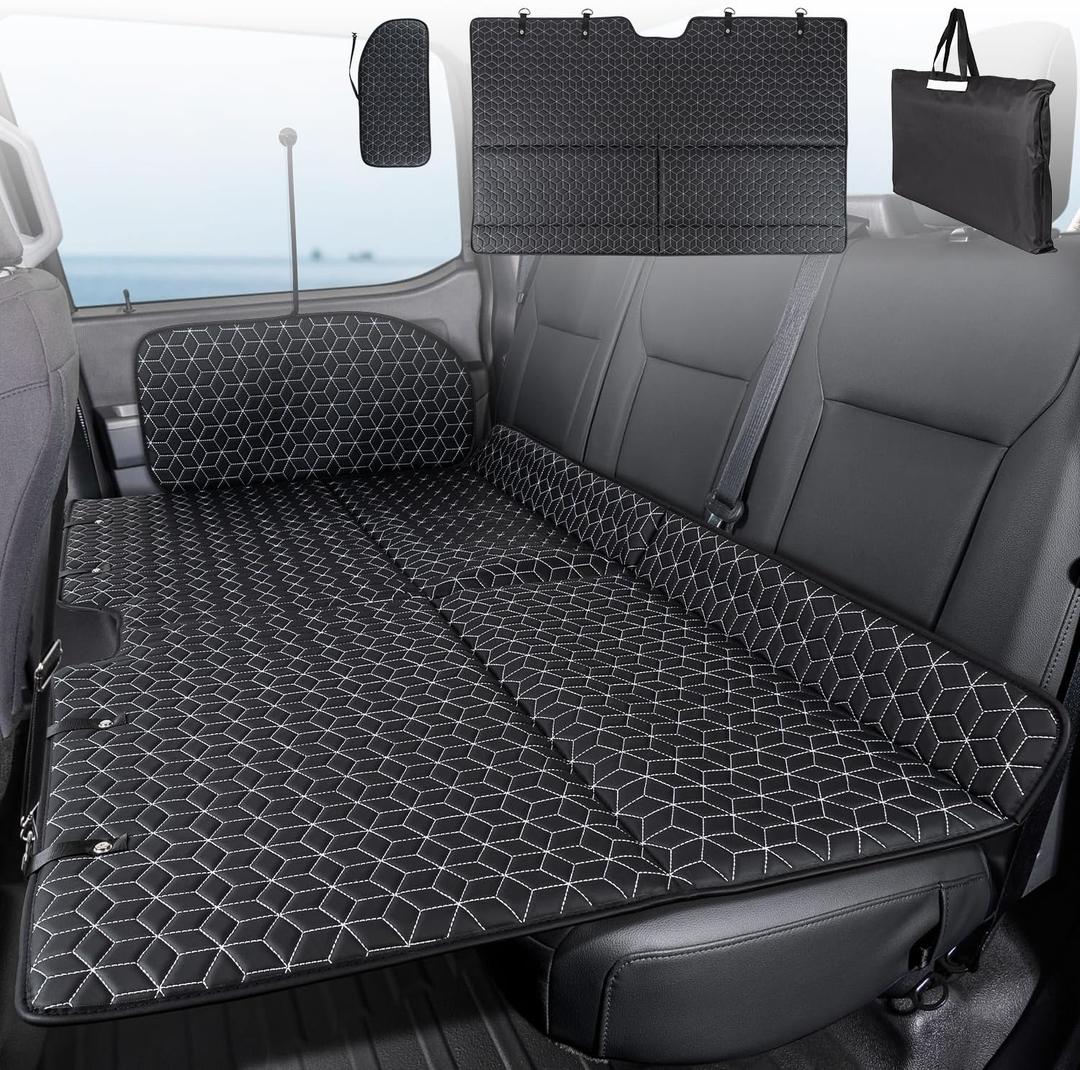 OHMU Non Inflatable Truck Bed Air Mattress for Large Truck,Car Travel Camping Back Seat Extender for F150/RAM 1500/Toyota/Silverado/GMC/Tundra, Full