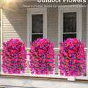 Artificial Flowers for Outdoors 2 Bundles of UV-Resistant Artificial Bougainvillea, Realistic Silk Flowers for Front Porch, Patio, Garden, Window Boxes & Hanging Baskets (Purple& Hot Pink, 2)