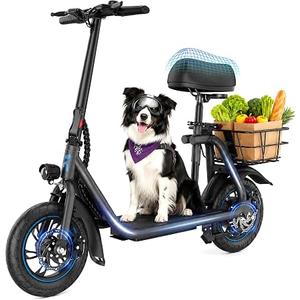 Urbanmax C1 Electric Scooter for Adults & Teens,20 Miles, 265 Lbs,Top Speed 15.5MPH, Wide Anti-Slip Deck for Commute, Groceries, Pets, Foldable E-Scooter with Seat and Basket,Dark Black