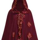LMYOVE Female Adult Little Red Riding Hood Cape, Halloween Character Costume Cosplay (65cm/25.6'', Grid Patch Wine)