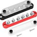 DAIERTEK Marine Bus Bar 12V 6 x 1/4" (M6) Terminal Studs 12 Volt Bus Bar Power Distribution Block with Cover Max 300V AC 48V DC Positive & Negative Battery Terminal Block for Automotive Car Boat