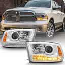LED Signal Headlights Assembly For 2013-2018 Dodge Ram 1500 2500 3500 Pair Halogen Headlamps (Chrome)