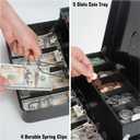 Cash Box with Money Tray and Combination Lock, Large Money Box for Cash Regiser, Safe Lock Box for Money Saving Metal 11.8"x9.45"x3.54" Black, XL 
