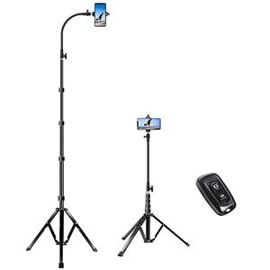 Elitehood 81" Tall Flexible Tripod Stand for iPhone with 17in Adjustable Gooseneck with Remote Compatible with iPhone 13 Pro Max / 13 Pro / 12 Pro Max, Android Phone
