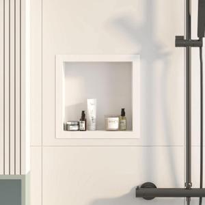 Bathroom Medicine Cabinet Recessed,12x12 White Shower Niche for Shower Wall, Surface Mount Medicine Cabinet, Small Bathroom Wall Cabinet, Recessed Wall Niche for Over Toilet Storage/Living Room