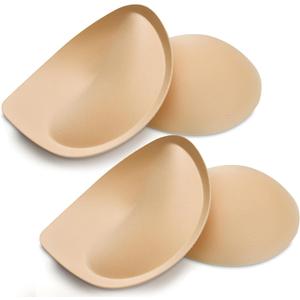 Nimiah Super Thick Push-up Inserts - 2 Pairs Sew in Bra Cups for Dress Breast Enhancer Add Cleavage in Swimsuit Sports Tops (Beige)