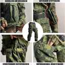 Russian Camouflage Tactical Suit, Men's Tactical Trouser Combat Jacket Suits, Windproof Spring and Autumn Coat, for Airsoft Paintball Hunting Outdoor, XX-Large