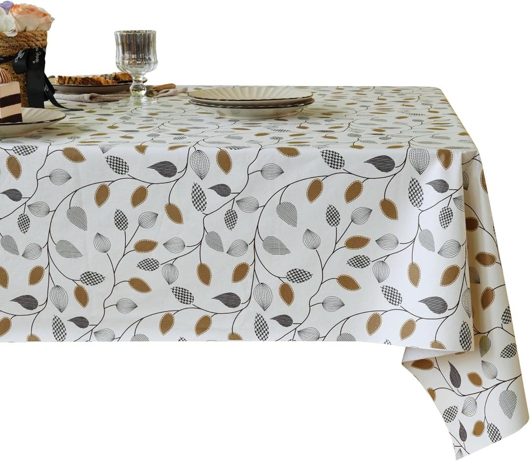 Rectangle Table Cloth,100% Waterproof Tablecloth Oil Proof Spill Proof Vinyl Table Cloth, Wipe Clean Plastic Table Cover for Dining, Camping, Indoor and Outdoor 52" x 70",Leaf