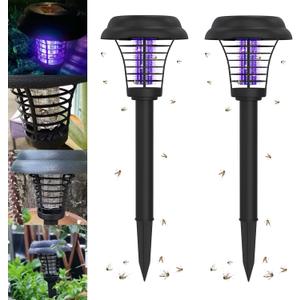 2 Pcs Solar Bug Zapper Outdoor Rechargeable Mosquito Fly Zapper Outdoor