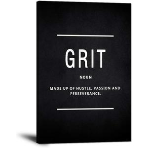 Yatsen Bridge Motivational Wall Art for Office Inspirational Canvas Painting Grit Noun Motto Posters Inspiring Quotes Pictures Sign Prints Artwork Home Living Room Wall Decorations Framed (24”Wx36”H)