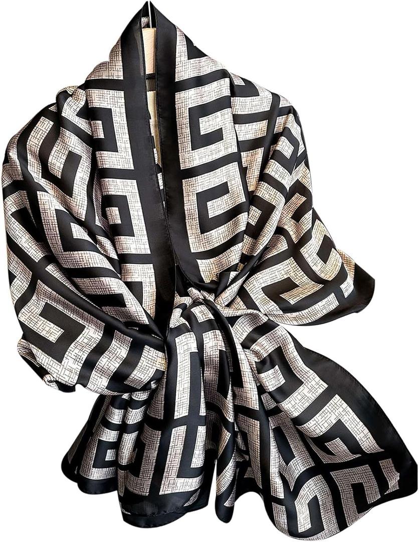 Shawl Scarf For Women Lightweight Scarves Floral Pattern Formal Evening Dressesformal Shawl Summer Wraps (Black)