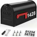 Mailbox for Outside, Black Metal Mail Box, Post Mount Outdoor Mailboxes | Mailbox for House Outside With Tools, Screws, Number Stickers, Red Flag, Medium Capacity, Galvanized Steel, Waterproof, 20 x 8.7 x 6.7