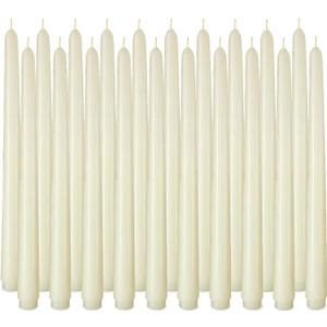 20 Pack Ivory Taper Candles, 7-8 Hours Burn Time, Unscented and Smokeless, 4/5 x 10 Inch Dinner Candle Set for Household, Wedding, Party and Home Dcor Candlesticks