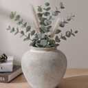 DREAMLOOM Ceramic Flower Vase, 7.7 inch Farmhouse Rustic Vintage Vases, Decorative Pottery Terracotta Vases for Home Decor, Living Room Dining Table Wedding Centerpieces
