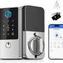 Smart Deadbolt Lock, Keyless Entry Door Lock with Keypad, Biometric Fingerprint Smart Lock for Front Door & Home Rental, App Control, Auto Lock, Long Battery Life, Nickel