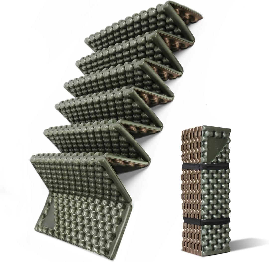 Foam Camping Pads for Hiking, Ultralight Closed Cell Mattress, Waterproof Soft Mat for Adults, Wide Picnic Yoga Mats, Folding Sleeping Pad for Outdoor Backpacking (Army Green-1Pack)